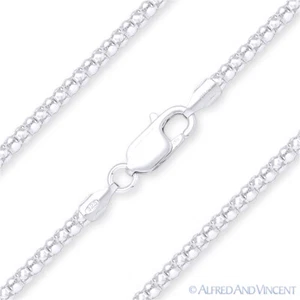 Collar coreano ligero eslabón de palomitas de maíz .925 Italia plata esterlina 2 mm cadena italiana - Imagen 1 de 2