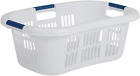 Large Hip-Hugger Laundry Basket/Hamper, 1.5-Bushel, White, Stackable Storage Bin