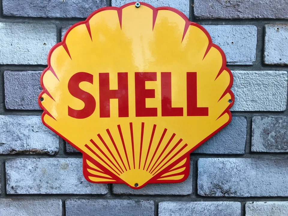 Shell Enamel Sign Garage Sign Bar Sign Man Cave - Image 1 of 4