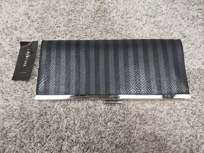 Style & Co Handbag Women Small Clutch Black Striped Formal Evening Bag Purse - Image 1 of 4