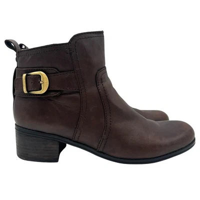 Botines Bandolino Cuero Marrón Cremallera Lateral Hebilla Detalle Western Boho 8.5 Foto 1 de 4