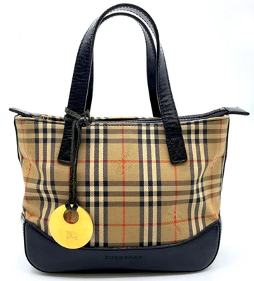 Auténtico Bolso de Mano Burberry Nova Check Nylon Cuero Marrón Negro NS110277 Foto 1 de 4