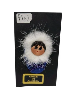 ☆Artisan Norma Daniels ESKIMO PIN - MADE IN ALASKA *New - Image 1 of 3