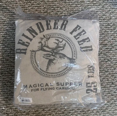 NEW Primitives By Kathy Reindeer Feed Throw Pillow Tan SZ 16 x 16 Inches Square - Image 1 of 2