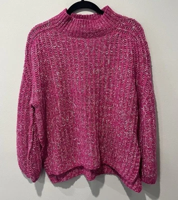 Suéter Anthropologie Pilcro Para Mujer Pequeño Grueso Tejido Lana Lino Rosa Slouchy Foto 1 de 4