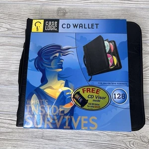 Case Logic KSW-128 Koskin CD/DVD Wallet Holds 128 Discs + CD Visor Black NEW - Picture 1 of 14