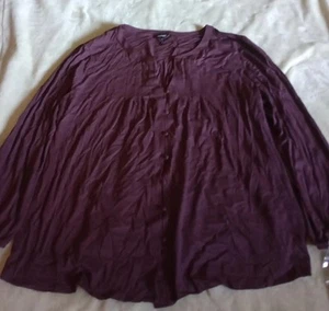 Daisy Fuentes plissiertes Button-Down-Top braun Größe 3X - Bild 1 von 7