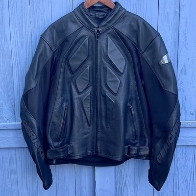 Jaqueta de motocicleta acolchoada vintage Hein Gericke preta modelo Aero 2003 tamanho grande - Imagem 1 de 4