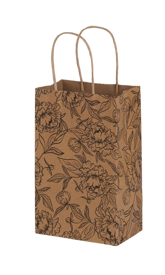 SSWBasics Small - Simple Floral Paper Shopping Bags - Case of 100 - Изображение 1 из 1