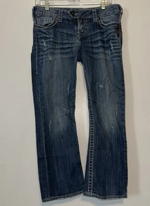 Silver Jeans Women's 29 Tuesday Skinny Crop Capri Low Rise Blue Stretch Denim - Picture 1 of 4