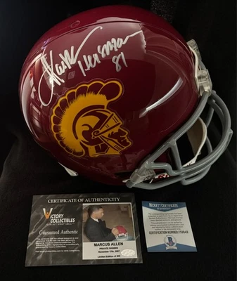 Casco Beckett firmado por Marcus Allen Heisman 81 réplica tamaño completo troyanos USC certificado de autenticidad Foto 1 de 4