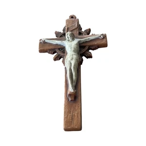 Vintage Crucifix Wood Jesus Cross 6 Inch - Picture 1 of 6