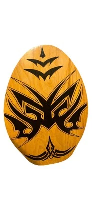 Vintage Wood Skim Board painted  Black, tribal Beach Theme, Hit the Waves  - Image 1 of 2