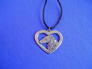 Borzoi Wolfhound Heart necklace #17G Pewter Dog Jewelry by Cindy A. Conter   - Picture 1 of 1