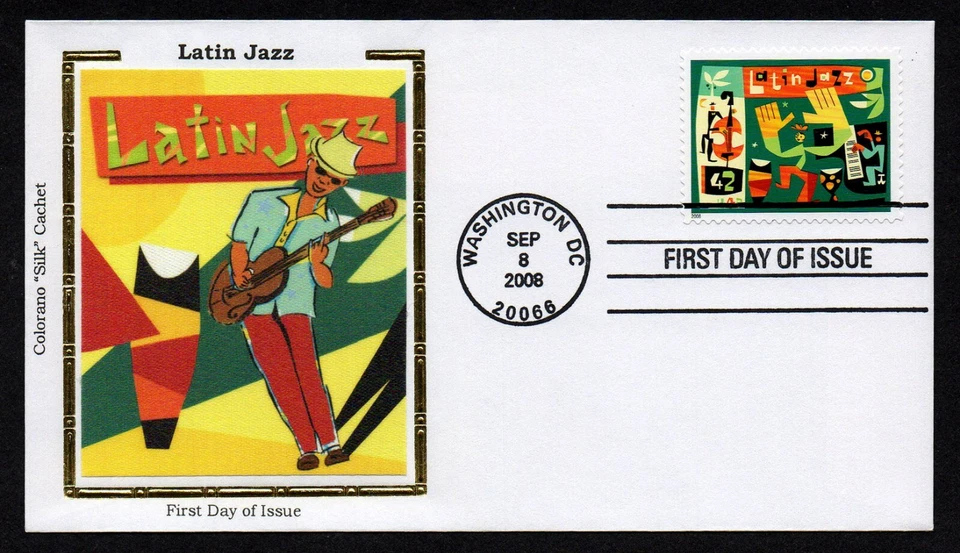 USA, SCOTT # 4349, COLORANO SILK FDC COVER OF 2008 LATIN JAZZ RHYTHMS & STYLINGS - Image 1 of 1