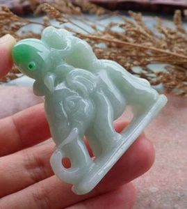 Certified Green Burma A Jade jadeite Pendant Display Elephant Monkey 象 557879 AS - Picture 1 of 10