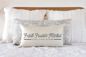 Fresh Flower Market Script- Pillow Cover 12x20 inch - Picture 1 of 1