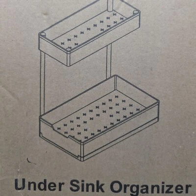 Organizador sob pia plástico preto 2 camadas multiuso cozinha banheiro armazenamento - Imagem 1 de 4