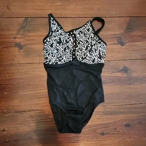 Swimsuits For All One Piece Swimsuit 4 Black White Dot Adjust. Built In Bra Nwt - Foto 1 di 4