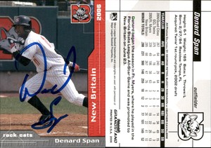 Denard Span Signed 2006 Grandstand New Britain Rock Cats RC Card Auto AU