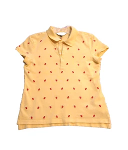 Ralph Lauren Polo Shirt XL Yellow Pink Ladybug Embroidery Preppy Casual Youth - Picture 1 of 7