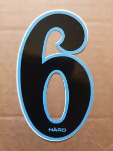  NOS BMX BOB HARO NUMBER  # 6 SIX BLACK WITH BLUE OUTLINE OLD SCHOOL  - Picture 1 of 1