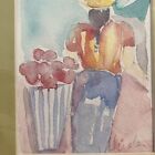 ?Island Market Day?An Original Watercolor Painting Matted 5"X7" Paper