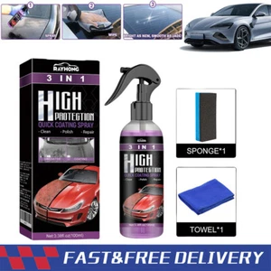 100ML 3 in 1 High Protection Quick Car Coat Ceramic Coating Spray Hydrophobic US - Picture 1 of 9