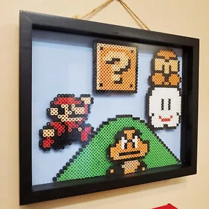 Super Mario Perler Bead Shadow Box 3D Custom Made Pixel Mario Geschenk Nintendo - Bild 1 von 13