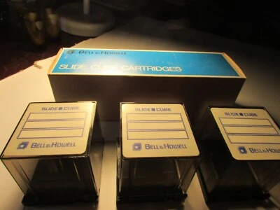 3 Pack - Bell & Howell Slide Cube Cartridges Storage #072626- never used-mint - Image 1 of 4