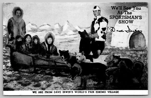 Advertising Huskies World Fair Eskimo Village Ken L Ration Dog Sled Postcard C32 - Picture 1 of 2