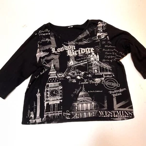 London T Shirt Unbranded Black with White Graphics bling  Large Cotton blend - Picture 1 of 5
