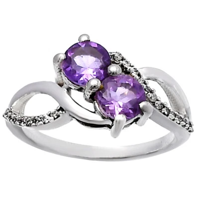 Драгоценное кольцо с двумя камнями и фианитами серебро 925 пробы DGR1130 - Изображение 1 из 3