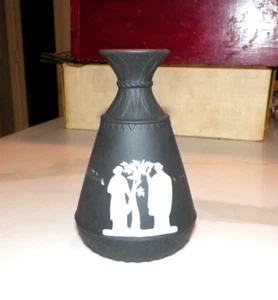 Jarrón de colección Wedgwood jaspe blanco y negro 5" - Imagen 1 de 4