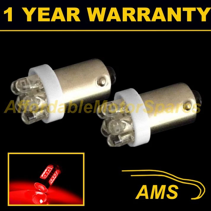 2X BAX9s H6W 434 XENON RED 7 DOME LED SIDELIGHT SIDE LIGHT BULBS HID SL100601 - Image 1 of 1