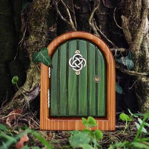 ES# Dollhouse Fairy Door Wooden Miniature Elf Door Craft for Trees Garden Decor - Imagen 1 de 7