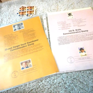 1st Day Of Issue 1990 Souvenir Stamp Sheets Dwight Eisenhower Ida Wells - Picture 1 of 1