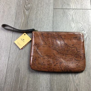 Neu mit Etikett Patricia Nash Riot Rust Map Reißverschluss Ledertasche Handgelenk Geldbörse braun - Bild 1 von 7