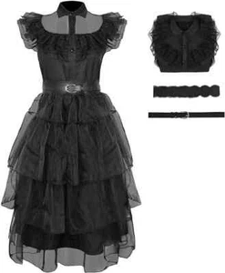Wednesday Addams Dress Girls Wednesday costume/Cosplay age 7-8 140cm. - Picture 1 of 7