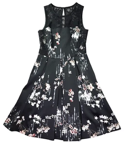 White House Black Market Dress 0 Lace Floral Silk Evening Party Geometric - Picture 1 of 16