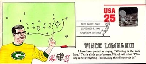 Vince Lombardi~1st Day Issue~Green Bay Wisconsin ~Pugh Cover 169/169 ~1990 - Imagen 1 de 1