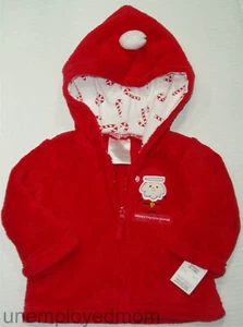 Jacket Baby First Christmas Santa Claus Holiday Boys Girls Coat Fleece Zip Up - Picture 1 of 5