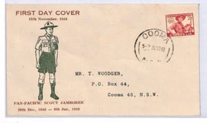 AUSTRALIA FDC 1949 PAN-PACIFIC SCOUT JAMBOREE Cooma NSW{samwells}YM219 - Picture 1 of 10