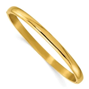 Titanium Polished Yellow IP-plated 5mm Hinged Bangle - Picture 1 of 3