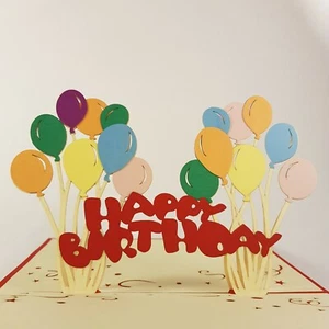 BIRTHDAY BALLOONS pop-up greeting card (beautiful & unique gift/decor/art) - Picture 1 of 4
