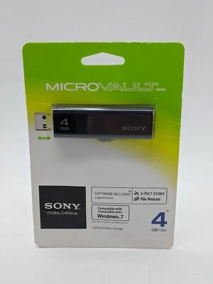 Official Sony Micro Vault 4GB USB 2.0 Flash Drive Retractable Thumbstick Sealed - Image 1 of 3
