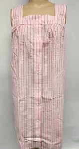 NWT Women Sleeveless Nightgown Seersucker Pink Stripe Croft Barrow Cotton Blend - Picture 1 of 4