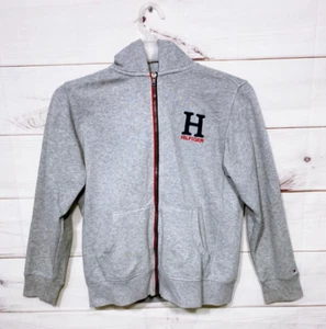 Sudadera con capucha Tommy Hilfiger talla M gris cremallera completa bolsillo canguro manga larga - Imagen 1 de 9