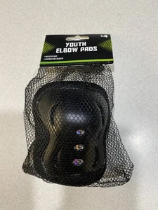 Youth Elbow Pads 2 ~ One Size Fits Most ~ New in Packaging ~ Black Adjustable - Picture 1 of 4