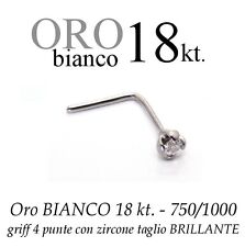 Piercing naso nose  ORO BIANCO 18kt. griff con CUBIC ZIRCONIA white GOLD 18kt.